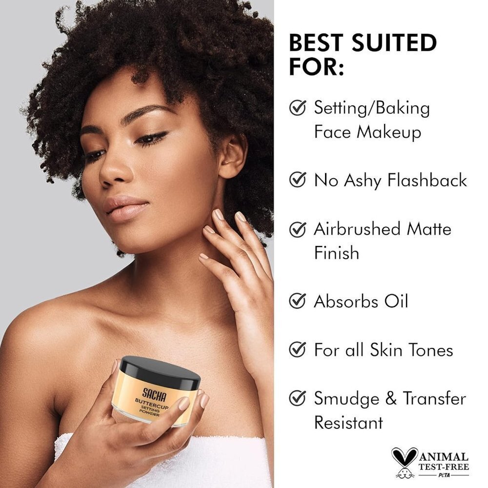 BOGO SACHA BUTTERCUP All day wear Setting Powder No Ash & Blurs Fine Lines Pores